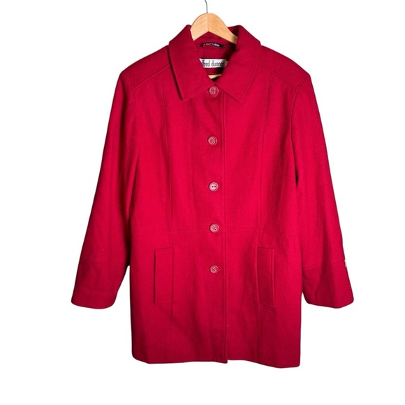 Alfred Dunner Red Wool Jacket Women’s 16 Button Front Classic Winter Coat Chic - Picture 2 of 14
